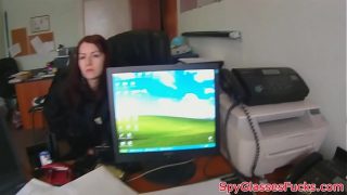 Real redhead babe POV fucked in the office